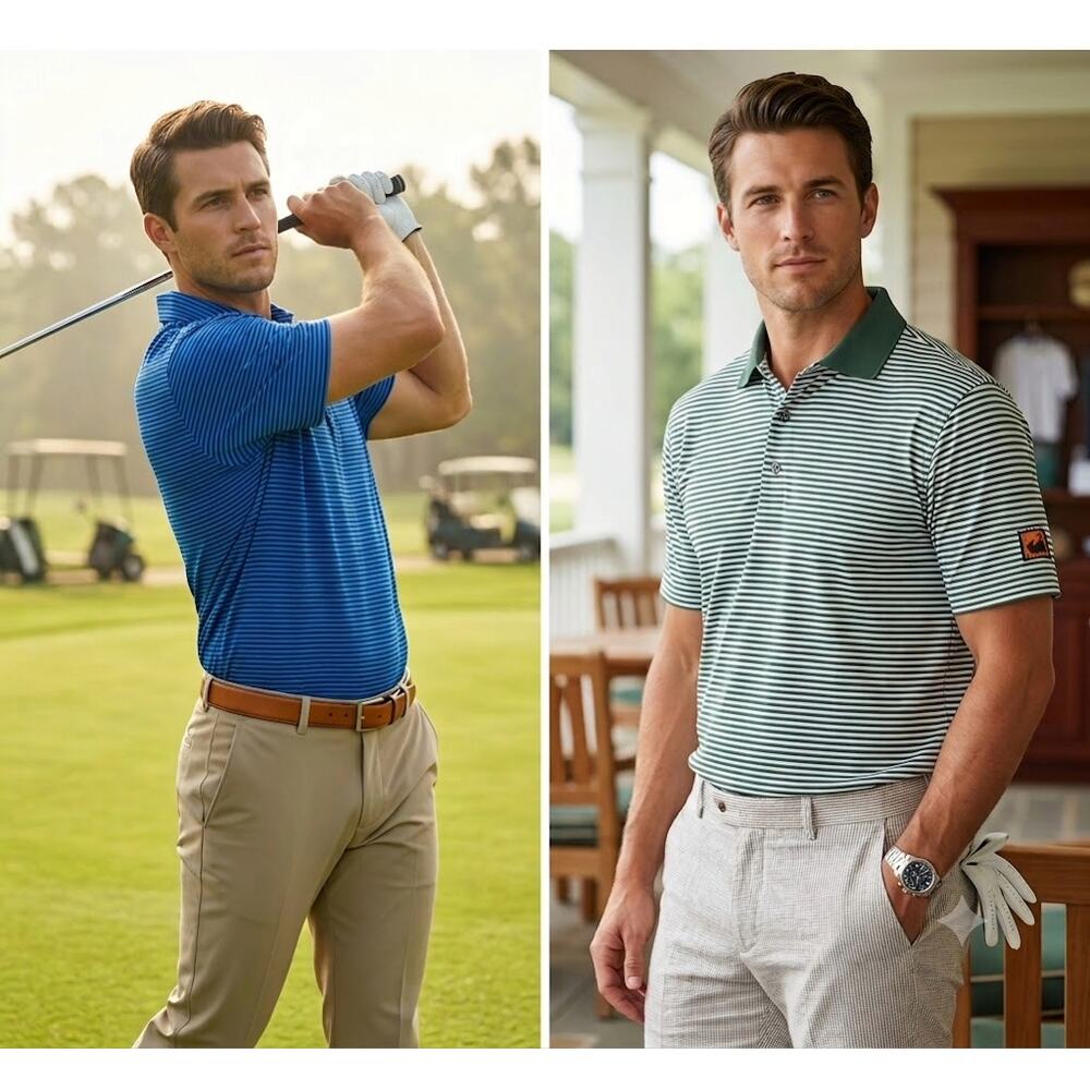 FootJoy Golf Shirts Lot 2 Mens XL Blue Stripe ProDry Polo South Shore Stallion
